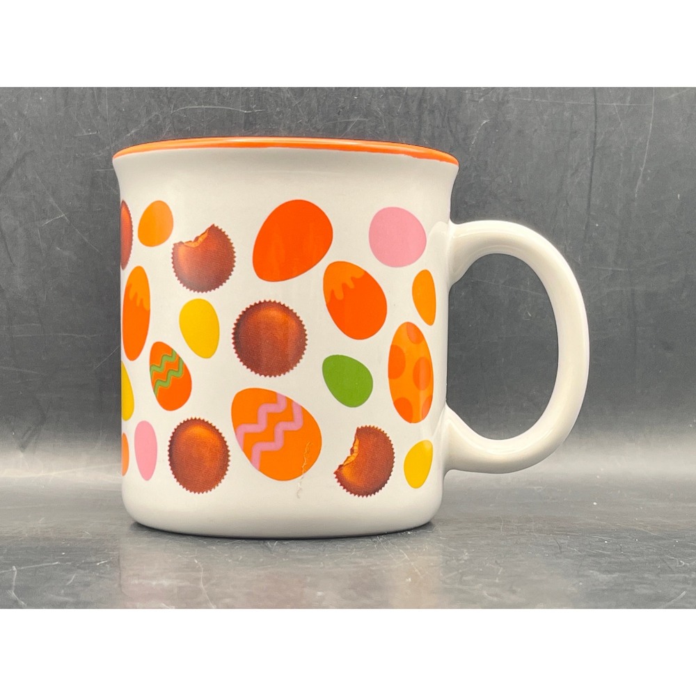 Galerie Reeses Easter Mug Ceramic White Orange Eggs Peanut‎ Butter Cups 10 oz